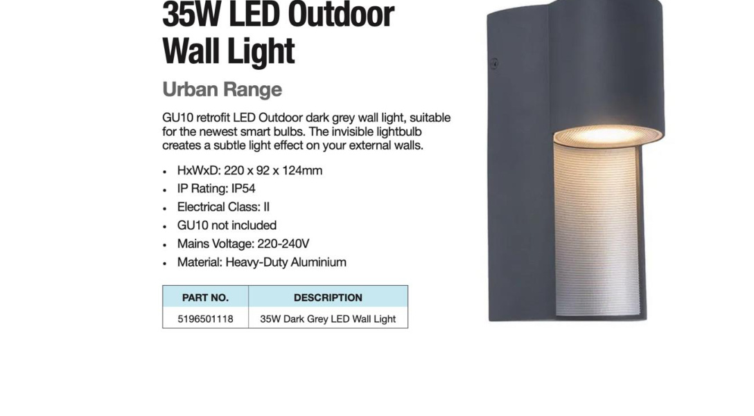 LUTEC Urban range: 35W LED Outdoor Wall Light